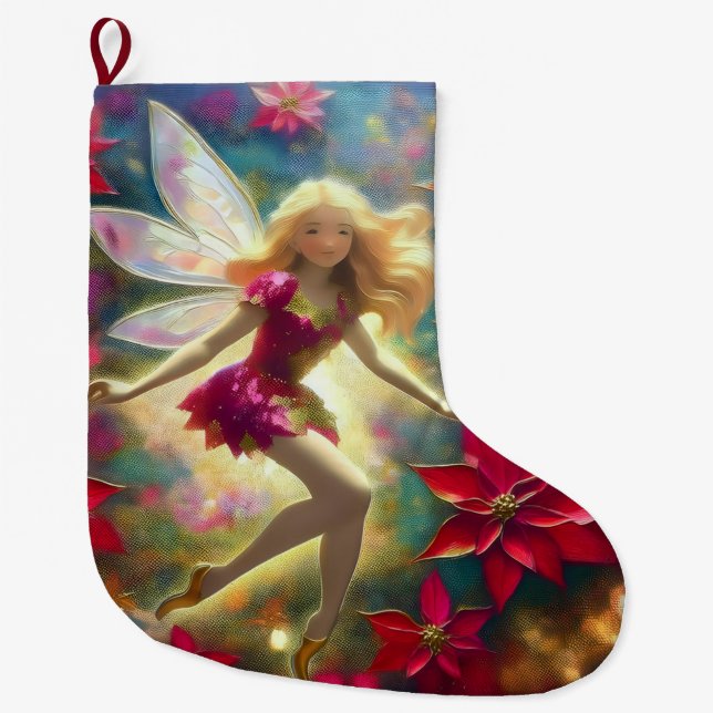 Weihnachtsmärchen-Sammlung - Blass Gold Blonde Haa Großer Weihnachtsstrumpf (Vorderseite)