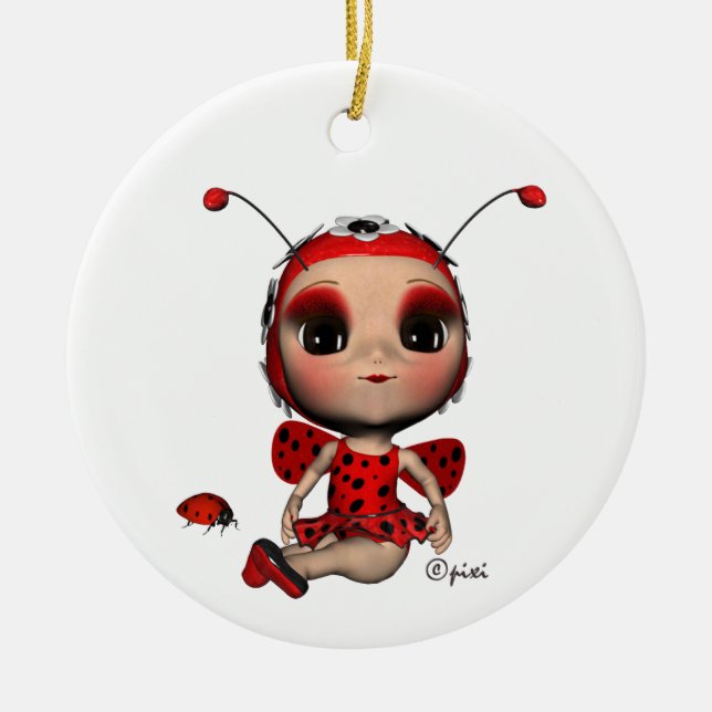 Weihnachtsmarienkäfer-Verzierung Keramik Ornament (Vorne)