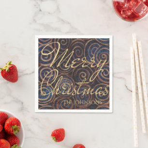 WeihnachtsMarine und Gold Serviette
