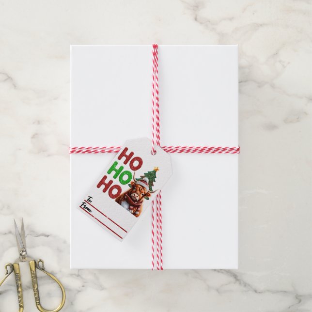 Weihnachtsmarken für die festliche Kuh Geschenkanhänger (Mit Garn)