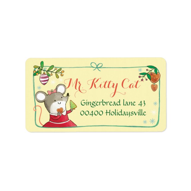 Weihnachtsmarken für niedliche Maus Adressaufkleber (Vorne)
