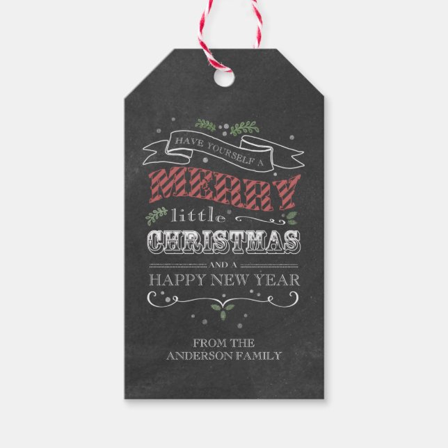 Weihnachtsmarken in Chalkboard Geschenkanhänger (Vorderseite)