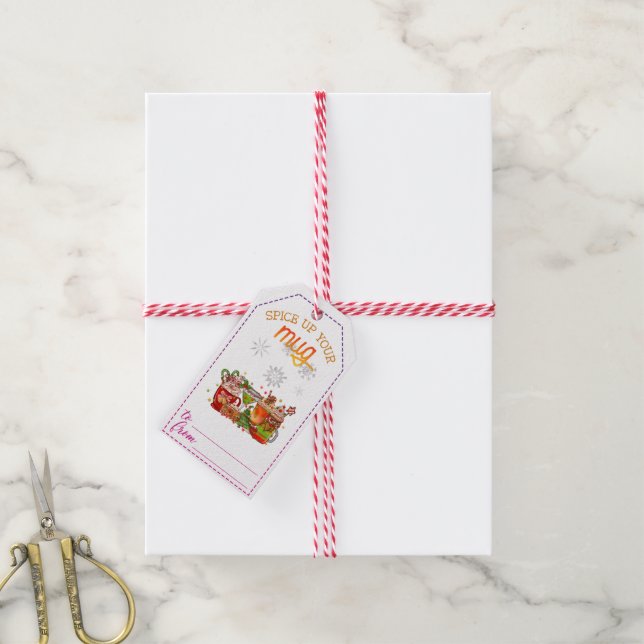 Weihnachtsmarken mit festlichem Getränk Geschenkanhänger (Mit Garn)
