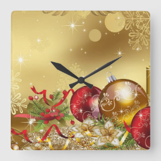 Weihnachtsmarken Quadratische Wanduhr