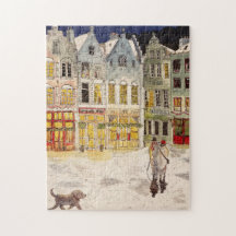 Weihnachtsmarkt Belgien Retro-inspiriert Wasserfar