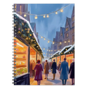 Weihnachtsmarkt Fröhliche Weihnachten Malerei Notizblock