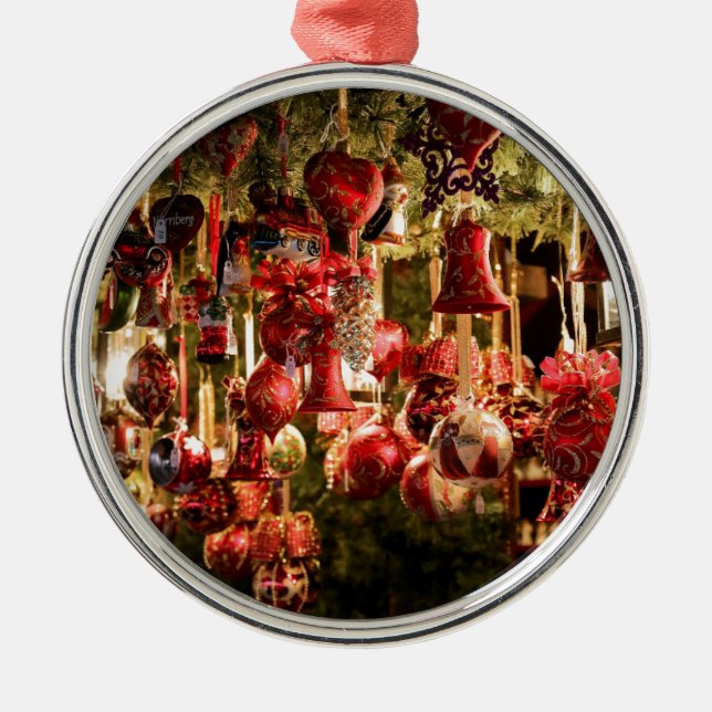 Weihnachtsmarkt-hängender Flitter Nürnberg Silbernes Ornament (Vorne)