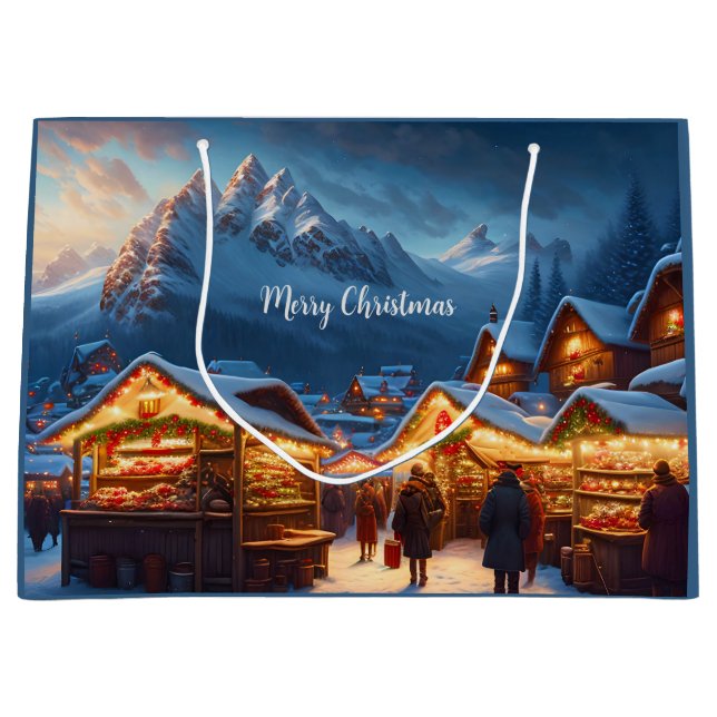 Weihnachtsmarkt in den Bergen - Brauch Große Geschenktüte (Vorderseite)