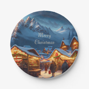 Weihnachtsmarkt in den Bergen - Brauch Pappteller