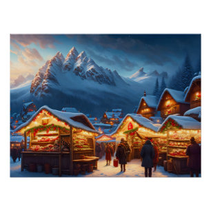 Weihnachtsmarkt in den Bergen Poster