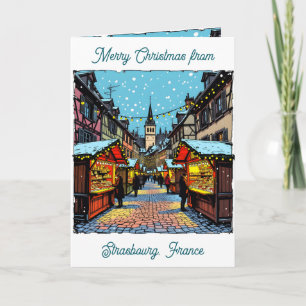 Weihnachtsmarkt in Straßburg, Frankreich Gedicht Karte