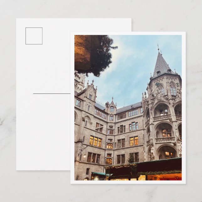 Weihnachtsmarkt München, Deutschland Postkarte (Vorne/Hinten)