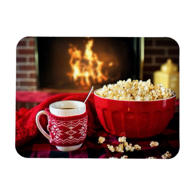 Weihnachtsmarkt - Popcorn und Heiße Apfelwein Magnet (Horizontal)