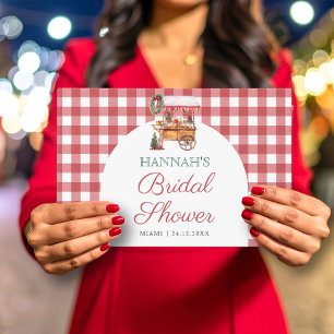 Weihnachtsmarkt Rotes Gingham-Brautparty Gästebuch