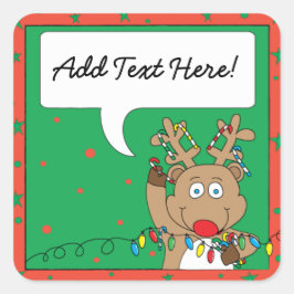 Weihnachtsmarkt-Sticker Reindeer personalisieren Quadratischer Aufkleber