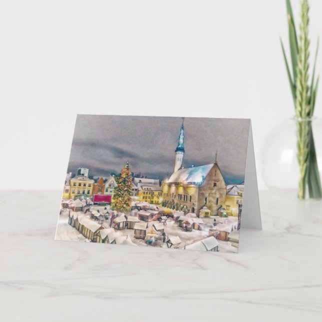 Weihnachtsmarkt Tallinns Estland Feiertagskarte (Vorderseite)