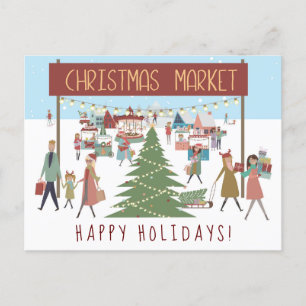 Weihnachtsmarkt-Treiben Feiertagspostkarte
