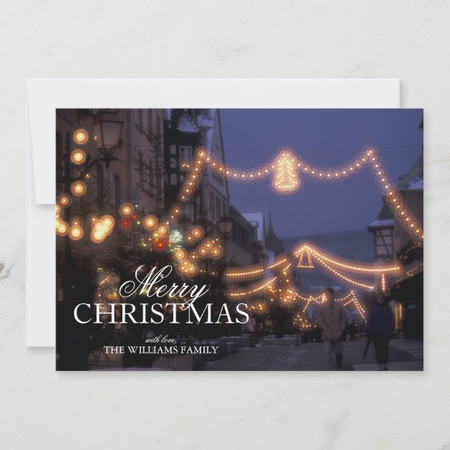 Weihnachtsmarktlichter Feiertagskarte (Vorderseite)