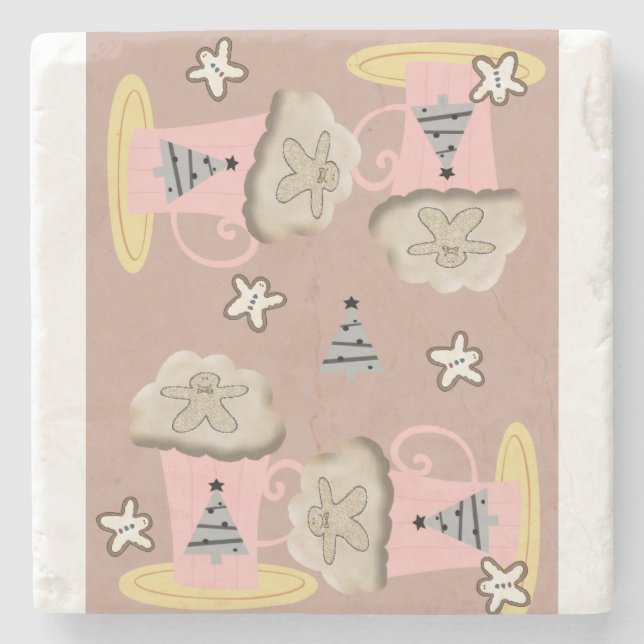 Weihnachtsmarmor Stone Untersetzer, Kaffee Cappucc Steinuntersetzer (Vorderseite)