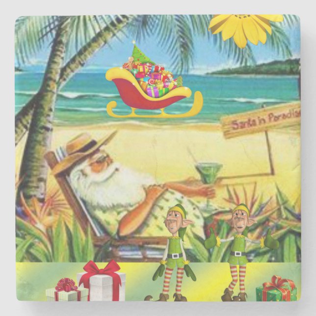 Weihnachtsmarmor Stone Untersetzer, Summer Beach S Steinuntersetzer (Vorderseite)