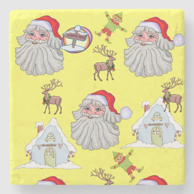 Weihnachtsmarmor Stone Untersetzer, Weihnachtsmann Steinuntersetzer (Vorderseite)