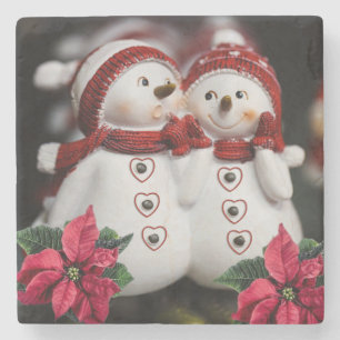 Weihnachtsmarmorsteinuntersetzer, Schneemann Steinuntersetzer