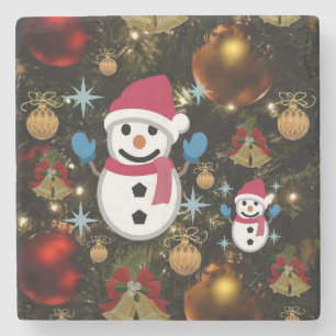 Weihnachtsmarmorsteinuntersetzer, Schneemann Steinuntersetzer