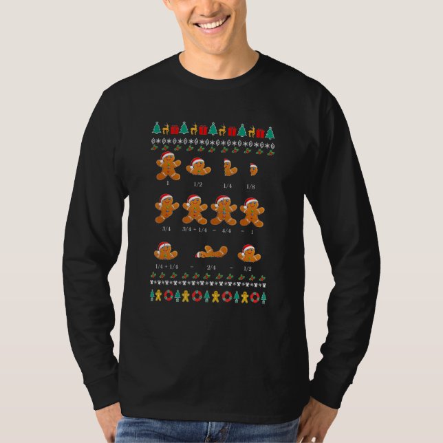 Weihnachtsmathematik Lehrer Fraction Gingerbrei Co T-Shirt (Vorderseite)