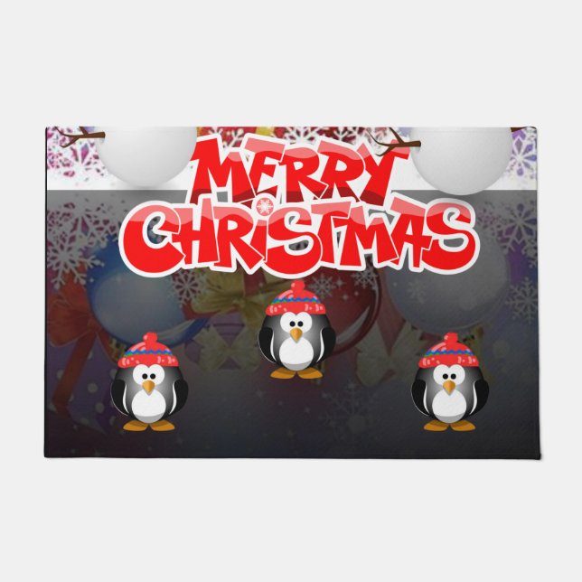 Weihnachtsmatte, Frohe Weihnachtspenguin Fußmatte (Vorderseite)