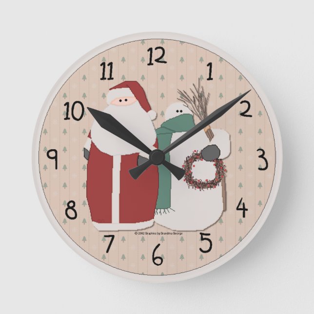 Weihnachtsmauer Runde Wanduhr (Vorderseite)
