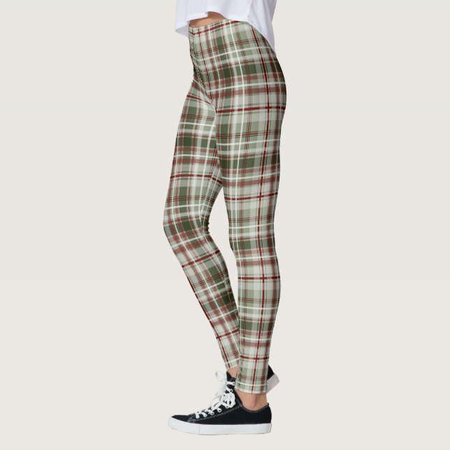 Weihnachtsmauerbeere und Loden tartan kariert Leggings (Links)