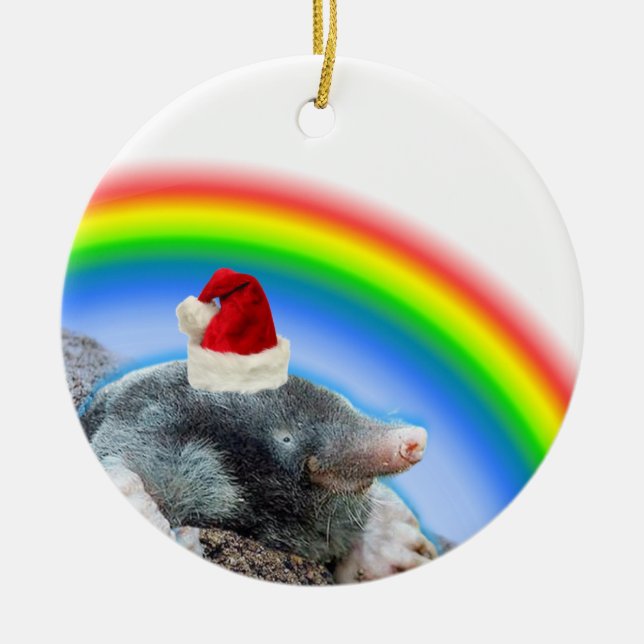 Weihnachtsmaulwurf Keramik Ornament (Vorne)