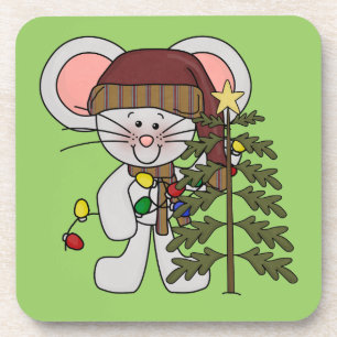 Weihnachtsmaus, die Baum verziert Untersetzer