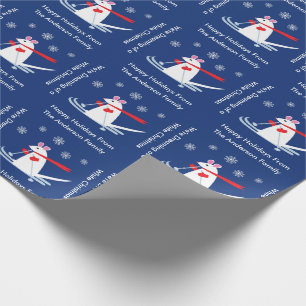 Weihnachtsmaus geht Ski fahrende kundenspezifische Geschenkpapier