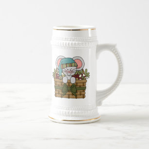 Weihnachtsmaus im Korb Bierglas