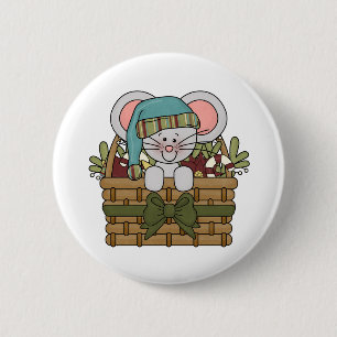 Weihnachtsmaus im Korb Button