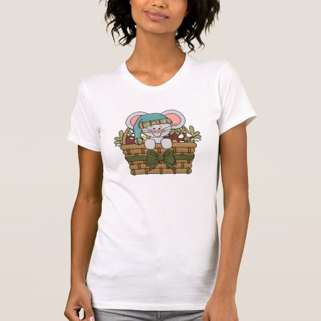 Weihnachtsmaus im Korb T-Shirt (Vorderseite)
