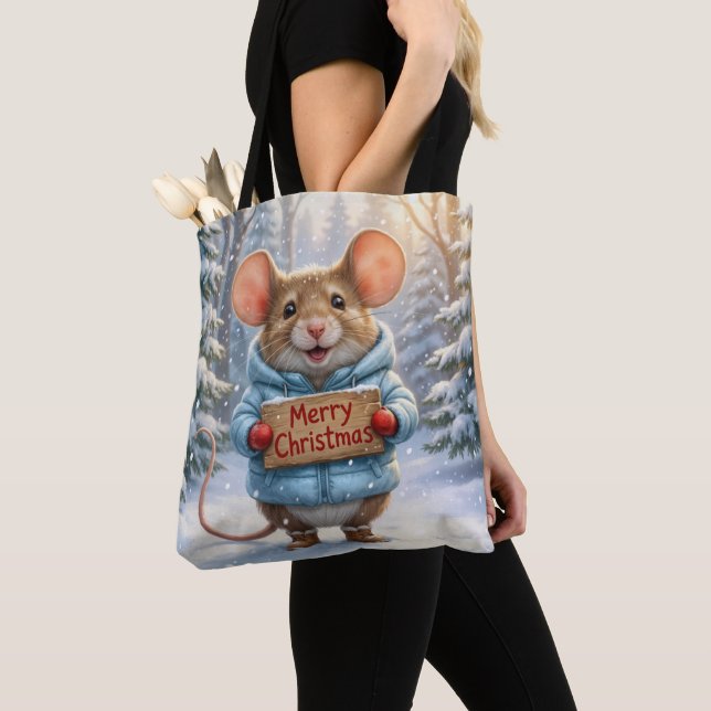 Weihnachtsmaus im Winterwald Tasche (Von Nahem)