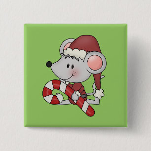 Weihnachtsmaus mit Zuckerstange Button