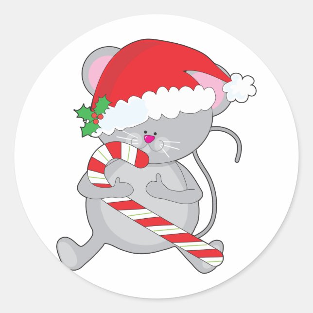 Weihnachtsmaus Runder Aufkleber (Vorderseite)