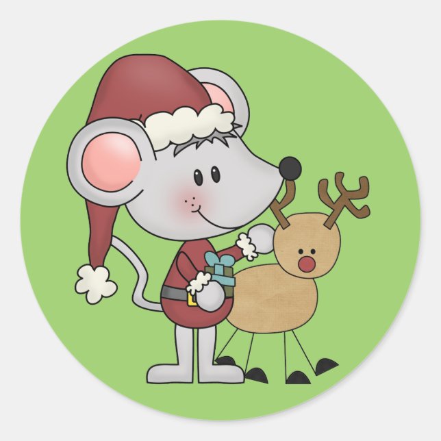 Weihnachtsmaus und runder aufkleber (Vorderseite)