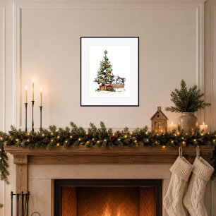 Weihnachtsmaus unter dem Baum Poster