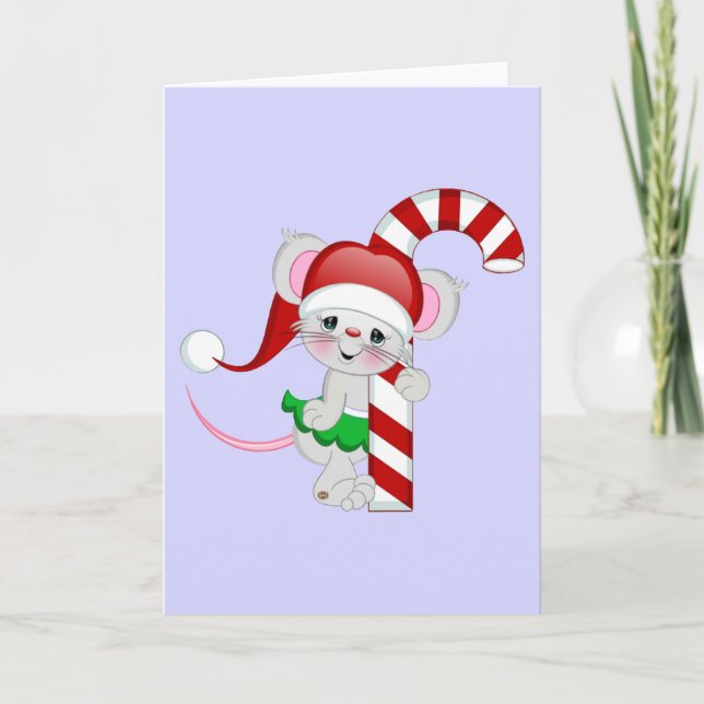 Weihnachtsmäuse Candy Cane Feiertagskarte (Vorderseite)