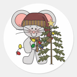 Weihnachtsmäuse-Dekorationsbaum Runder Aufkleber