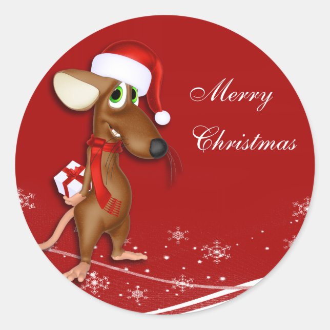 Weihnachtsmäuse-Geschenkmarke Runder Aufkleber (Vorderseite)