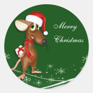 Weihnachtsmäuse-Geschenkmarke Runder Aufkleber