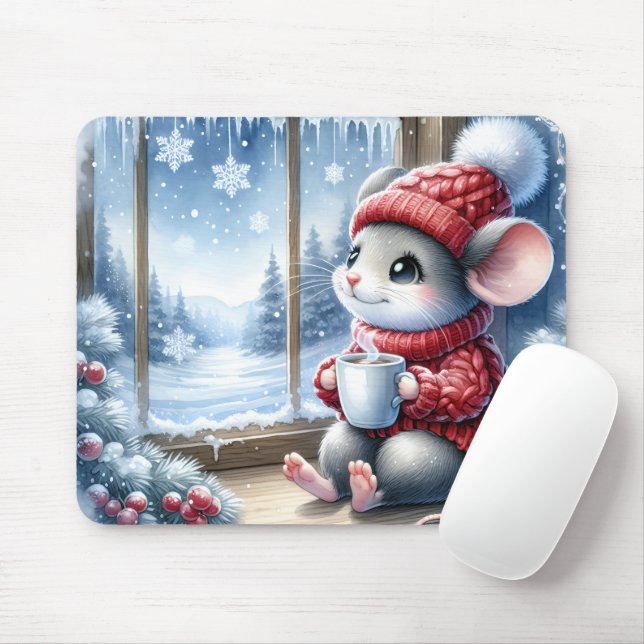 Weihnachtsmäuse im Fenster Mousepad (Mit Mouse)