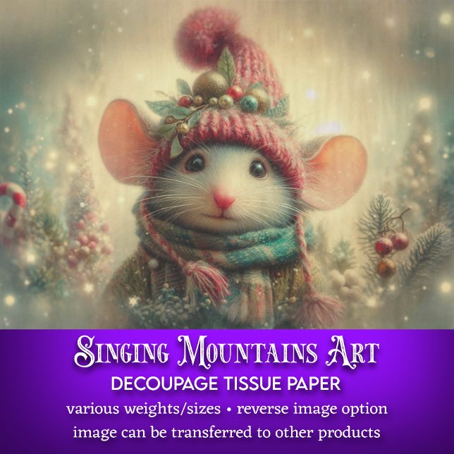 Weihnachtsmäuse in Hat Decoupage Seidenpapier (Von Creator hochgeladen)