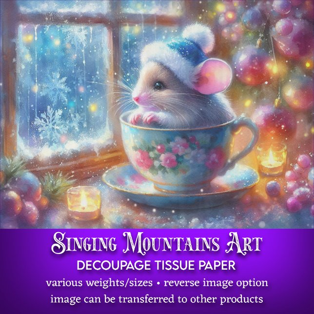 Weihnachtsmäuse in Teacup-Dekoupage Seidenpapier (Von Creator hochgeladen)
