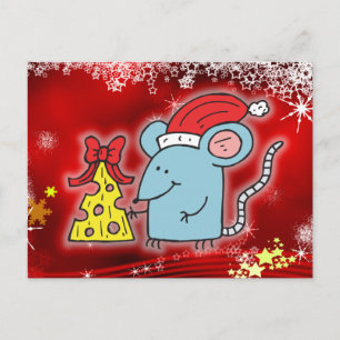 Weihnachtsmäuse & Käse Feiertagspostkarte